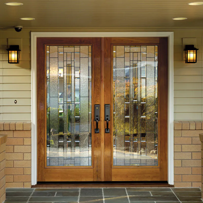 luxury design glass front doors double carved for house Casen