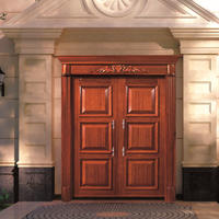Natural Solid wood main door, double luxury wood door for outside use JS-8003