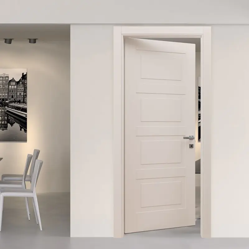 Flat ,plain white wooden door for bedroom inside use JS-2003A