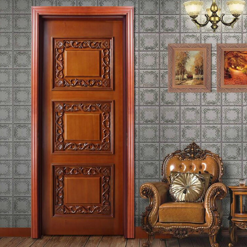 American style, carved flowers, luxury wooden door for inside use  JS-9005A
