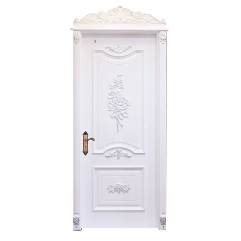 Casen white color wooden door carved flowers for living room