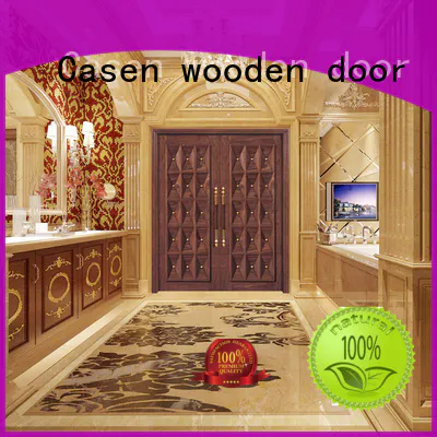 Casen natural wooden french doors double carved for villa