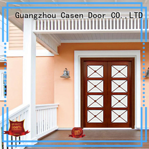 solid wood exterior wood doors iron double carved for store