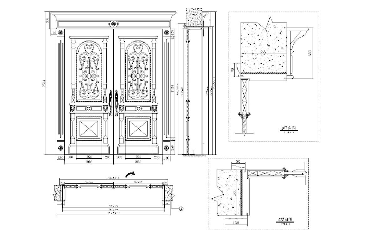 Casen main oak doors archaistic style for store-3