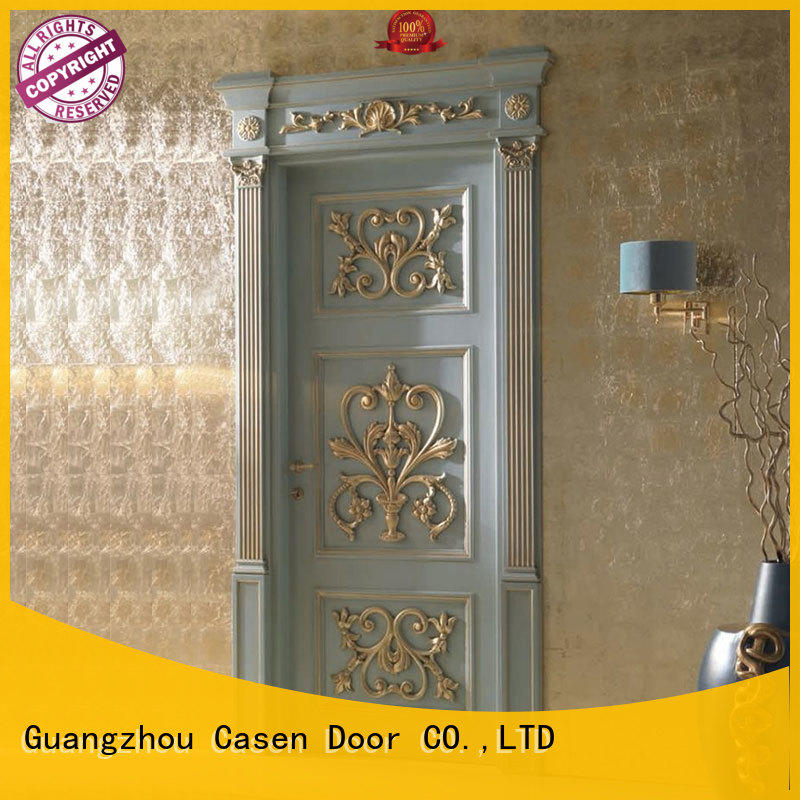 white color solid wood interior doors carved flowers modern for store decoration