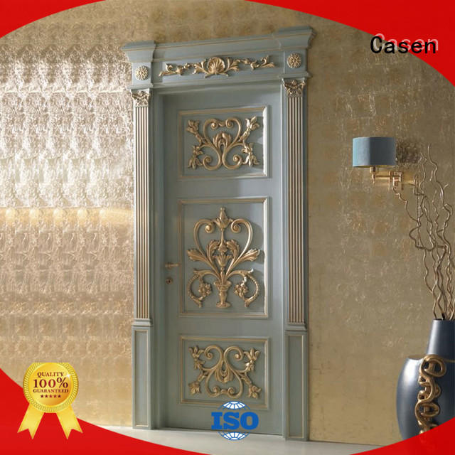 Casen carved flowers luxury wooden doors french design for store decoration