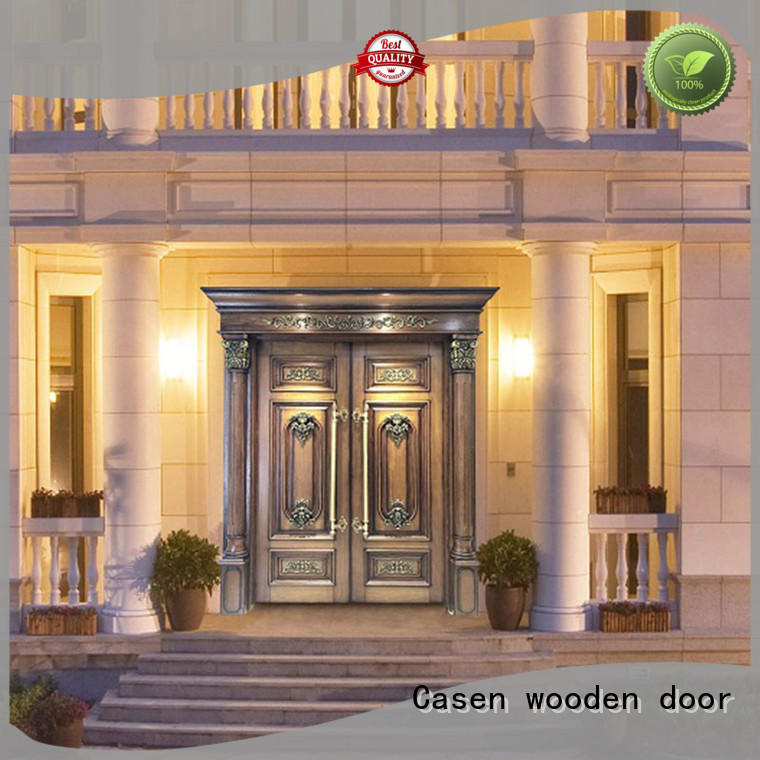 luxury design oak doors double carved for house Casen