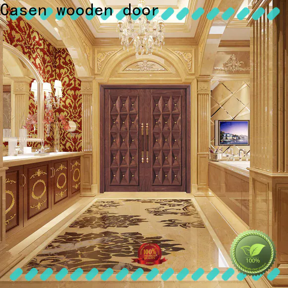 Casen iron solid wood front doors factory for store