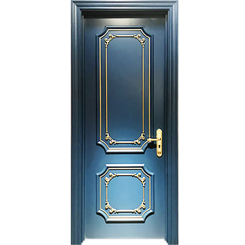 JS-9074 blue luxury wood door ,Main door ,wood door with gold