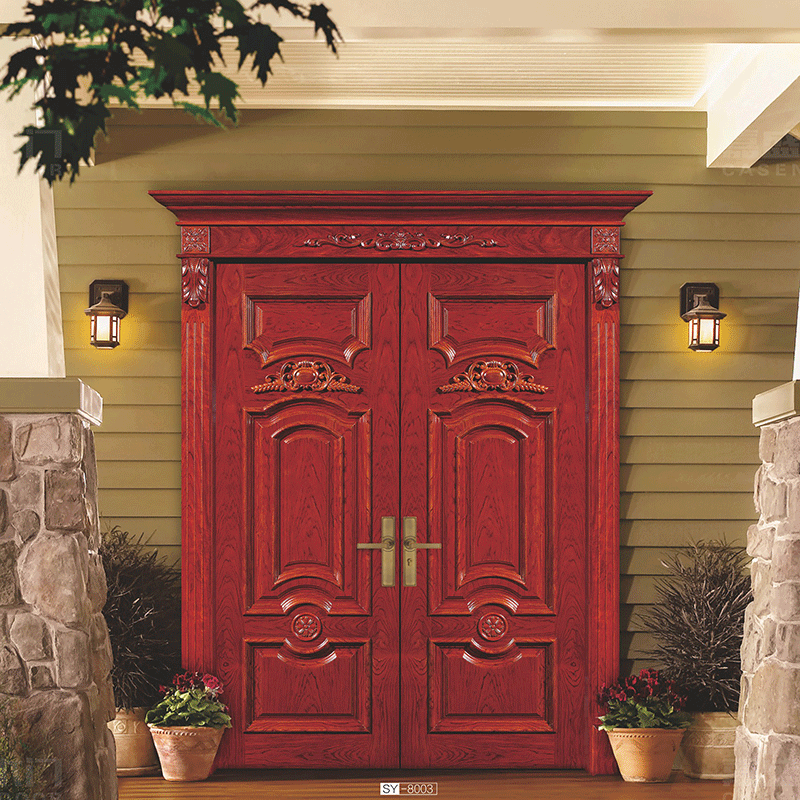 JS-8003 solid wood front doors for villa