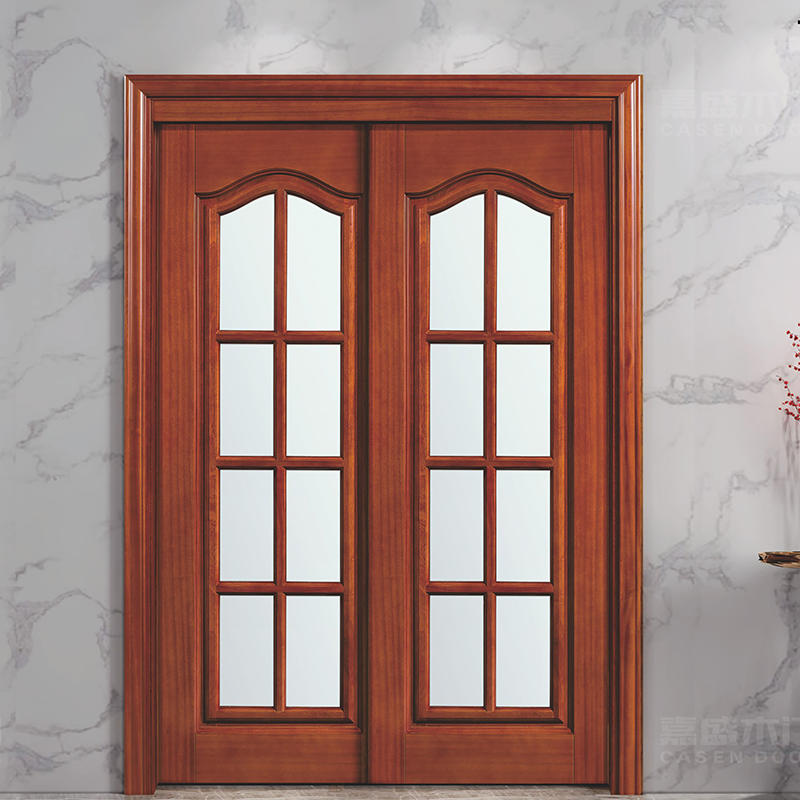 JS-008 wooden door with glass panel factory direct price